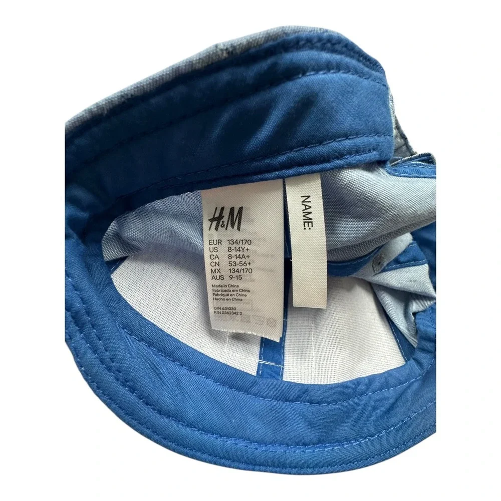 Stockholm H&M Kids‎ Blue Paisley Print Baseball Cap Tan Suede Adjustable Strap